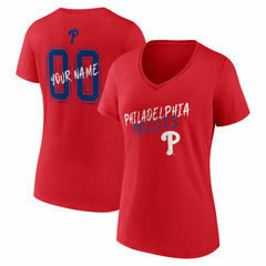 Philadelphia Phillies Women's Hustle Personalized Name & Number V-Neck T-Shirt Discount