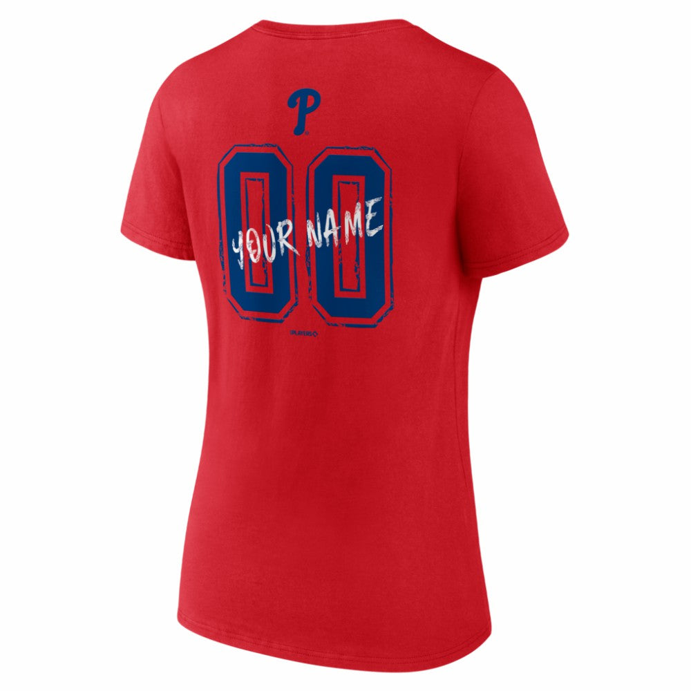 Philadelphia Phillies Women's Hustle Personalized Name & Number V-Neck T-Shirt Discount