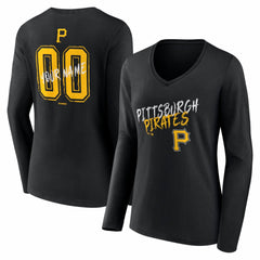 Pittsburgh Pirates Women's Hustle Personalized Name & Number Long Sleeve V-Neck T-Shirt Online
