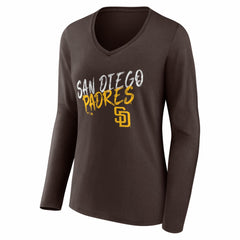 San Diego Padres Women's Hustle Personalized Name & Number Long Sleeve V-Neck T-Shirt Online