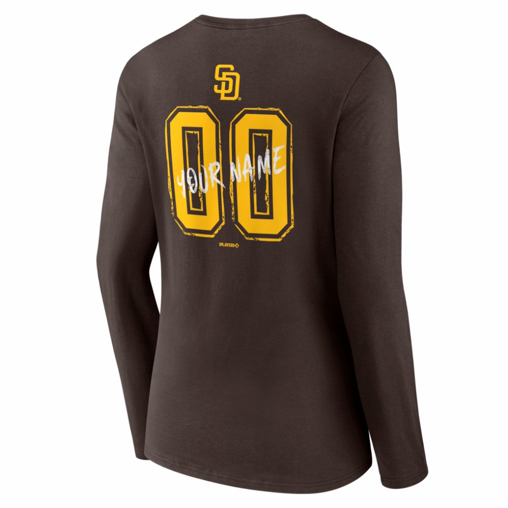 San Diego Padres Women's Hustle Personalized Name & Number Long Sleeve V-Neck T-Shirt Online