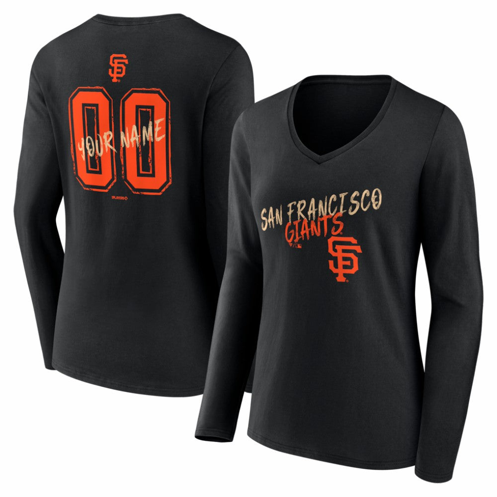 San Francisco Giants Women's Hustle Personalized Name & Number Long Sleeve V-Neck T-Shirt Outlet