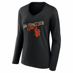 San Francisco Giants Women's Hustle Personalized Name & Number Long Sleeve V-Neck T-Shirt Outlet