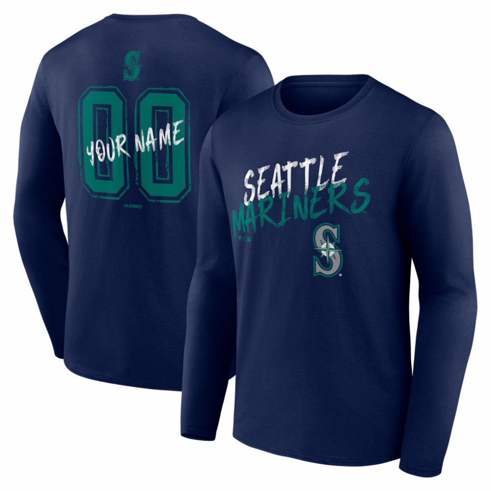 Seattle Mariners  Hustle Personalized Name & Number Long Sleeve T-Shirt Discount