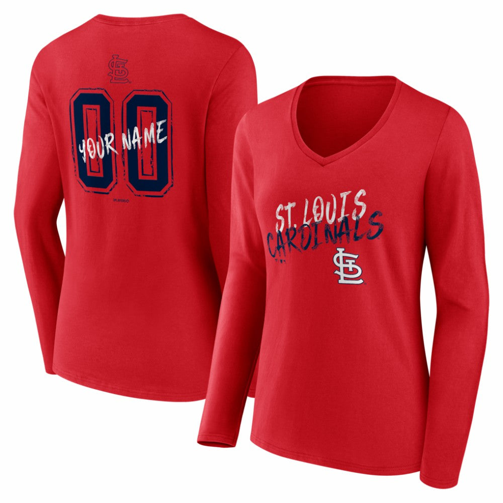 St. Louis Cardinals Women's Hustle Personalized Name & Number Long Sleeve V-Neck T-Shirt Sale