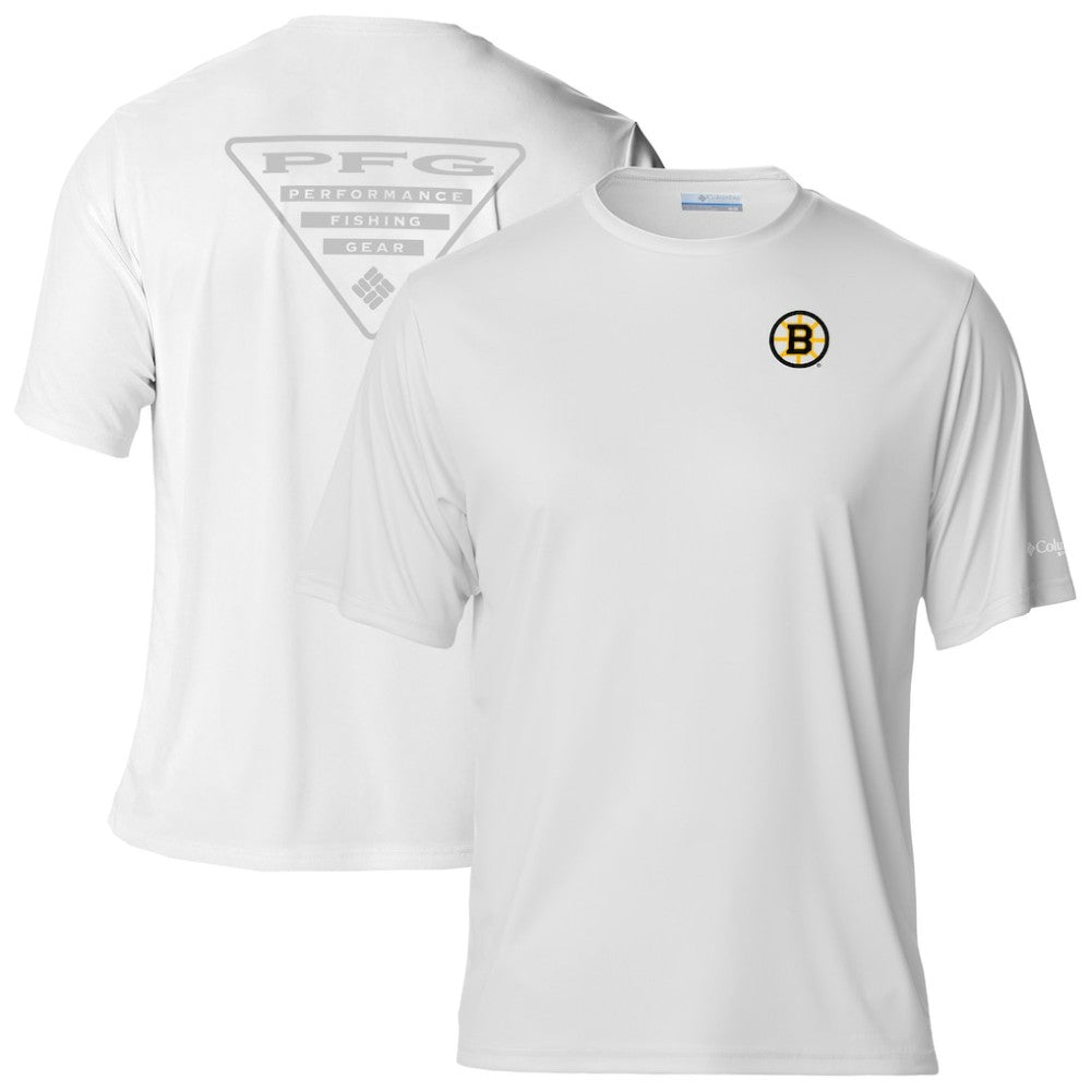 Boston Bruins Columbia PFG Terminal Tackle Omni-Shade T-Shirt - White | NHL on sale