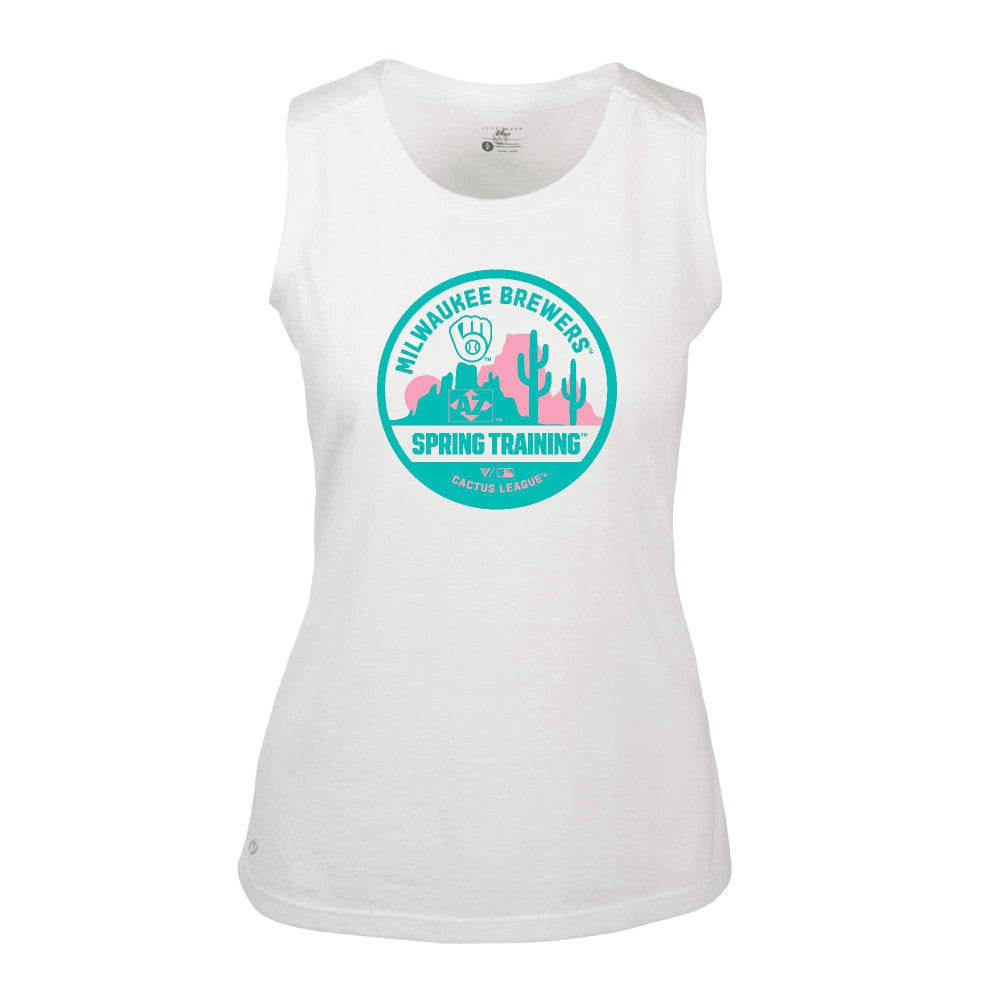 Milwaukee Brewers Levelwear Women's Macy Spring Training Badge Bold Tank Top Outlet