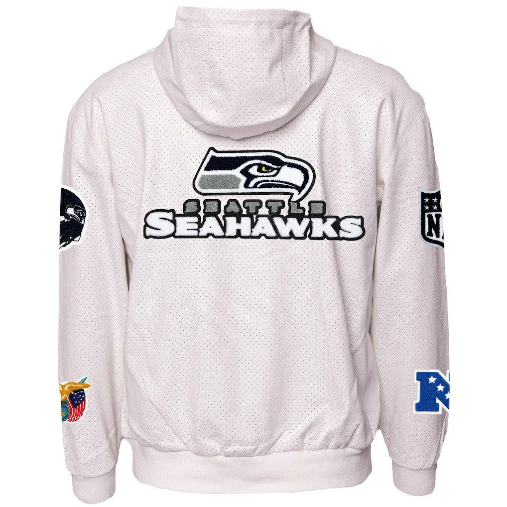 Seattle Seahawks Jeff Hamilton Vegan Leather Full-Zip Hooded Jacket - White - NFL