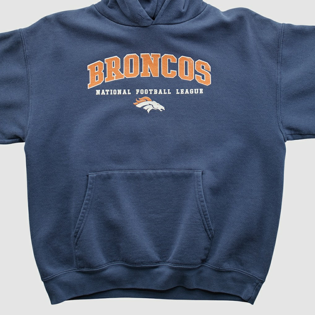 Denver Broncos 2000s Hooded Pullover Sweatshirt - Navy Vintage - Fanatics