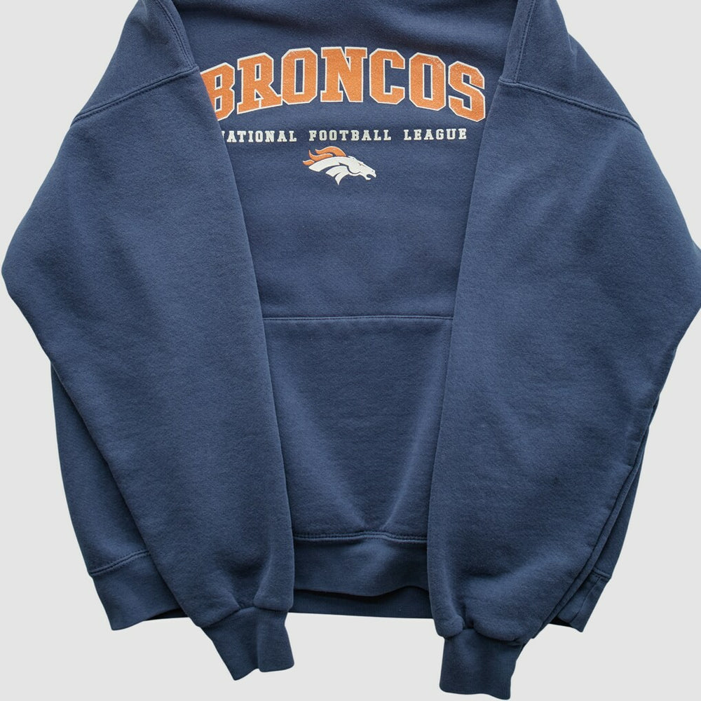 Denver Broncos 2000s Hooded Pullover Sweatshirt - Navy Vintage - Fanatics