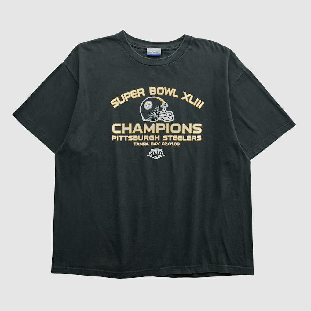 Super Bowl XLIII Reebok 2009 T-shirt - Black Vintage - Fanatics