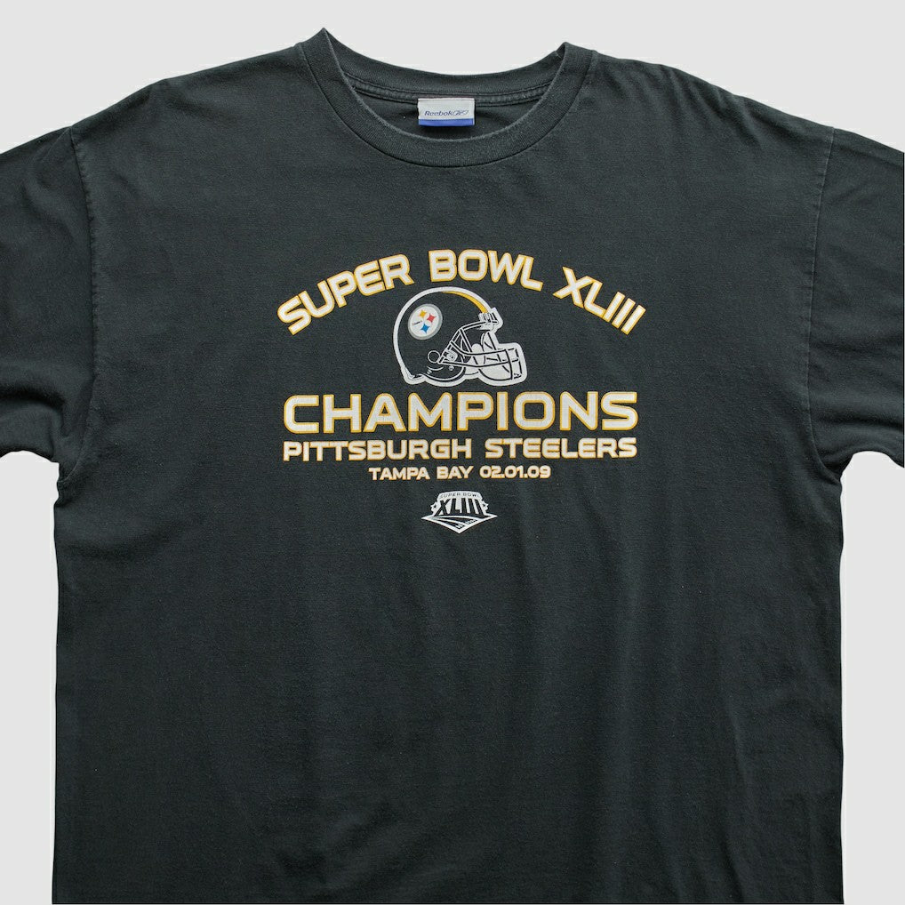 Super Bowl XLIII Reebok 2009 T-shirt - Black Vintage - Fanatics