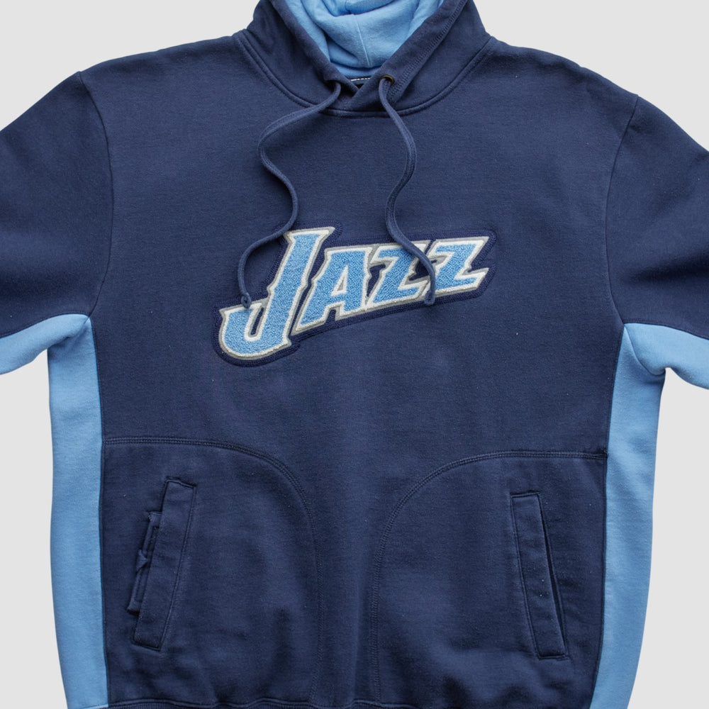 Vintage Utah Jazz NBA 2000s Hooded Pullover Sweatshirt Navy