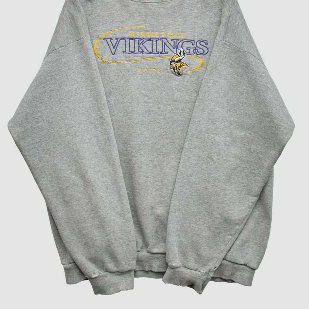 Minnesota Vikings 90s Pullover Sweatshirt - Heather Gray Vintage - Fanatics