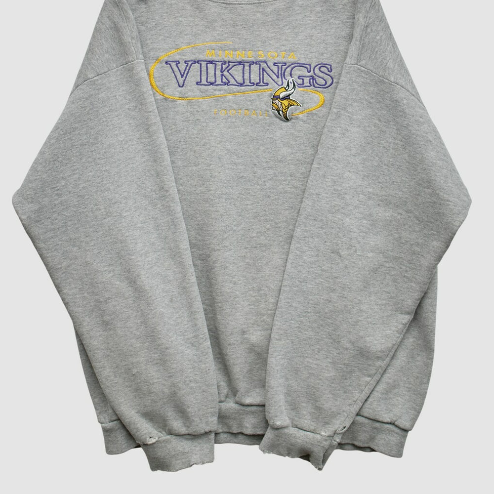 Minnesota Vikings 90s Pullover Sweatshirt - Heather Gray Vintage - Fanatics