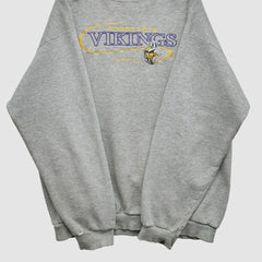 Minnesota Vikings 90s Pullover Sweatshirt - Heather Gray Vintage - Fanatics