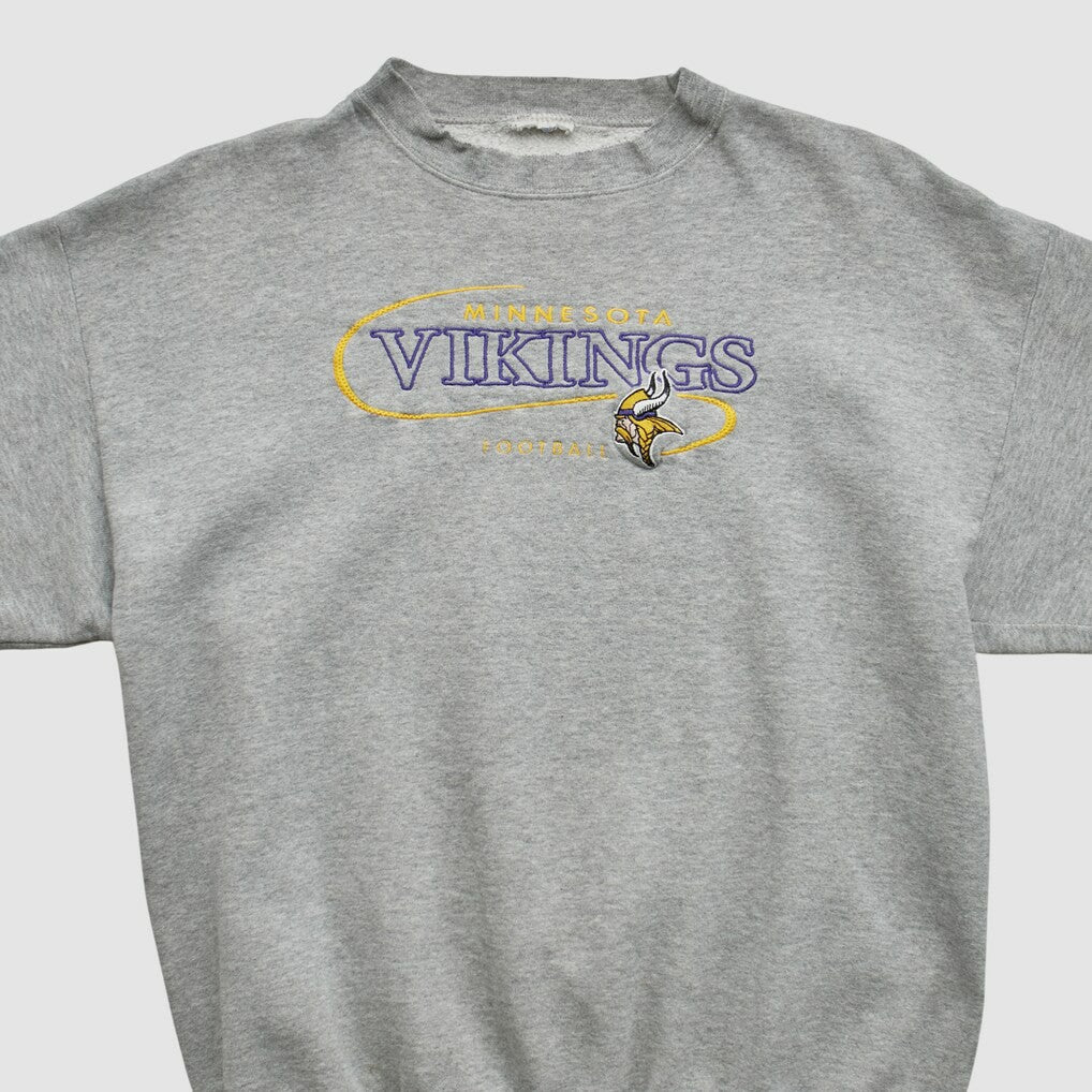 Minnesota Vikings 90s Pullover Sweatshirt - Heather Gray Vintage - Fanatics