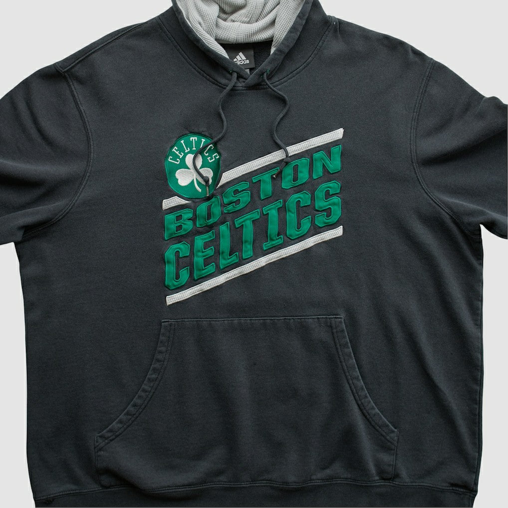 Adidas Boston Celtics 2010s Hooded Pullover Sweatshirt Black Vintage