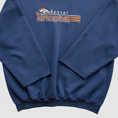 Denver Broncos Logo Athletic 90s Pullover Sweatshirt - Navy Vintage - Fanatics