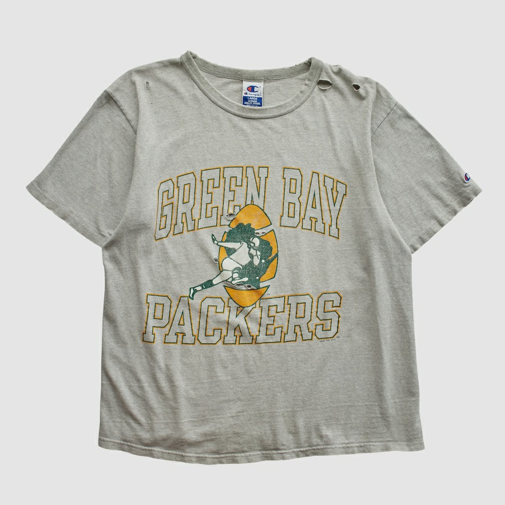Green Bay Packers Champion 90s T-shirt - Heather Gray Vintage - Fanatics