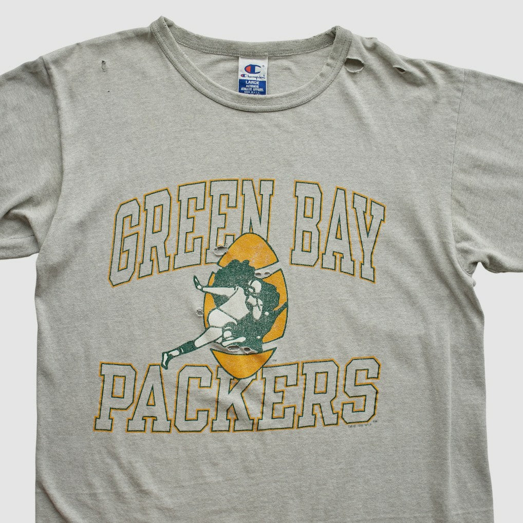 Green Bay Packers Champion 90s T-shirt - Heather Gray Vintage - Fanatics