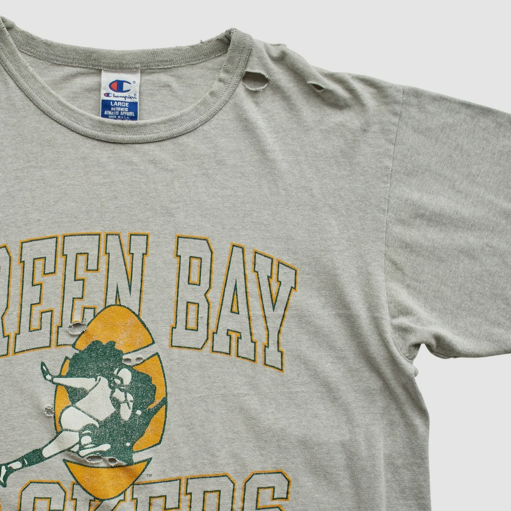 Green Bay Packers Champion 90s T-shirt - Heather Gray Vintage - Fanatics