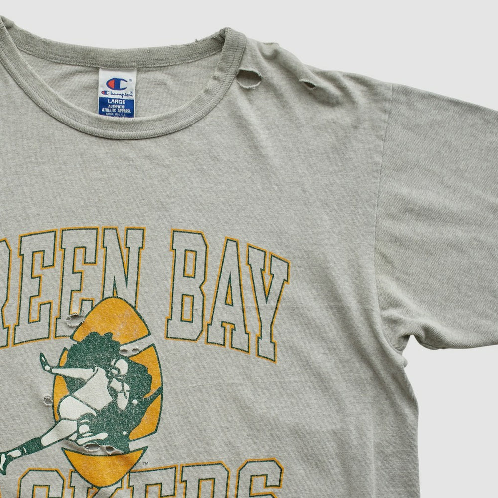 Green Bay Packers Champion 90s T-shirt - Heather Gray Vintage - Fanatics