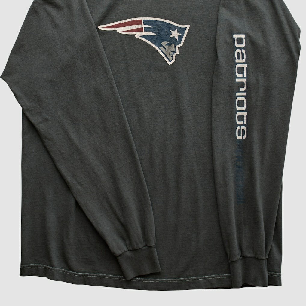 New England Patriots Reebok 2000s Long Sleeve T-shirt - Charcoal Vintage - Fanatics