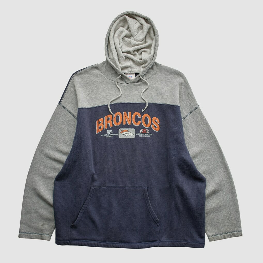 Denver Broncos NFL 2000s Hooded Pullover Sweatshirt - Heather Gray Vintage - Fanatics