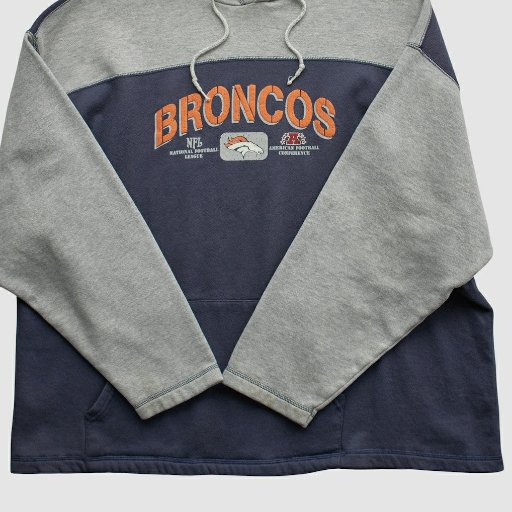 Denver Broncos NFL 2000s Hooded Pullover Sweatshirt - Heather Gray Vintage - Fanatics