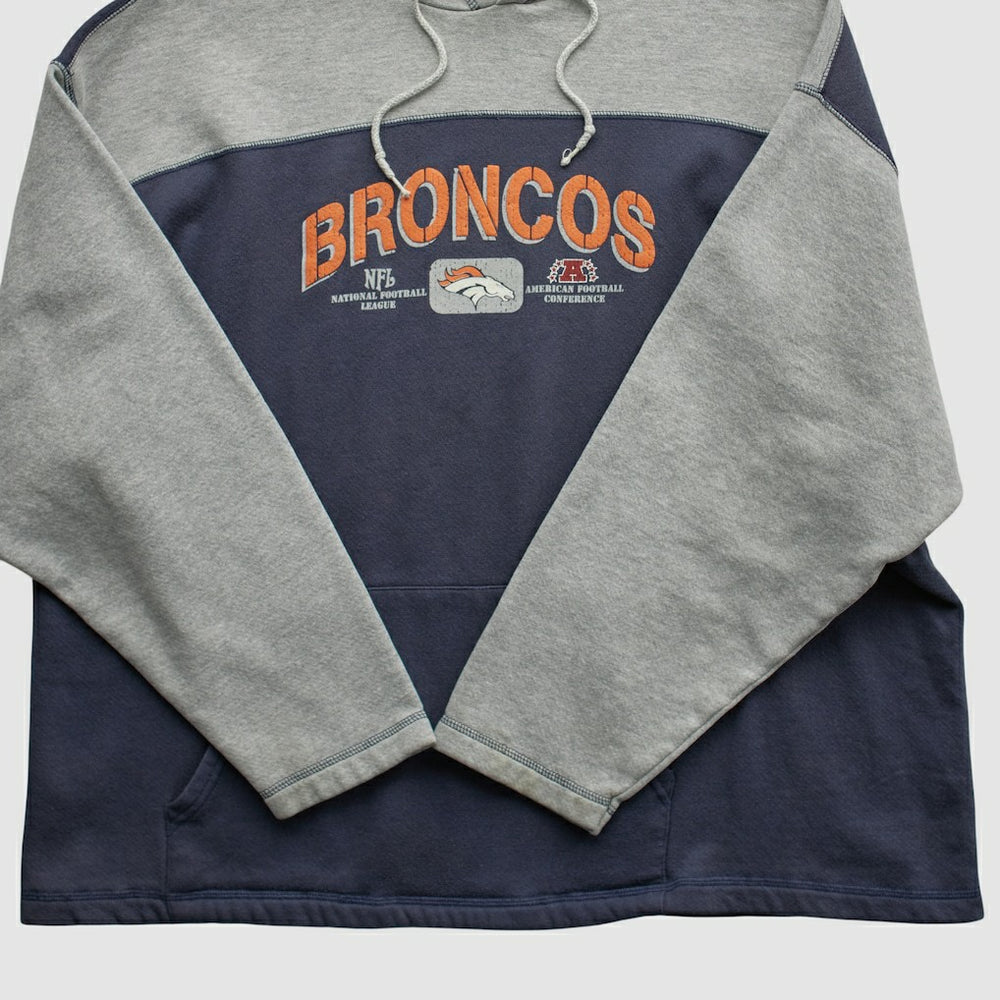 Denver Broncos NFL 2000s Hooded Pullover Sweatshirt - Heather Gray Vintage - Fanatics