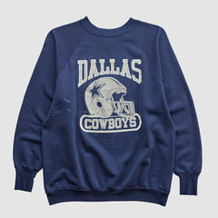 Dallas Cowboys Logo 7 80s Pullover Sweatshirt - Navy Vintage - Fanatics