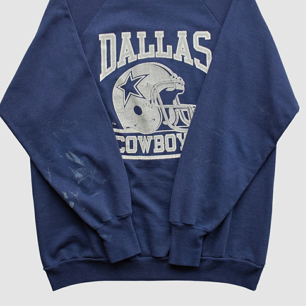 Dallas Cowboys Logo 7 80s Pullover Sweatshirt - Navy Vintage - Fanatics