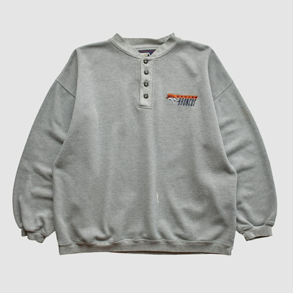 Denver Broncos Starter 90s Pullover Sweatshirt - Heather Gray Vintage - Fanatics