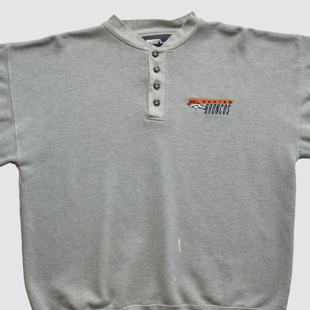 Denver Broncos Starter 90s Pullover Sweatshirt - Heather Gray Vintage - Fanatics