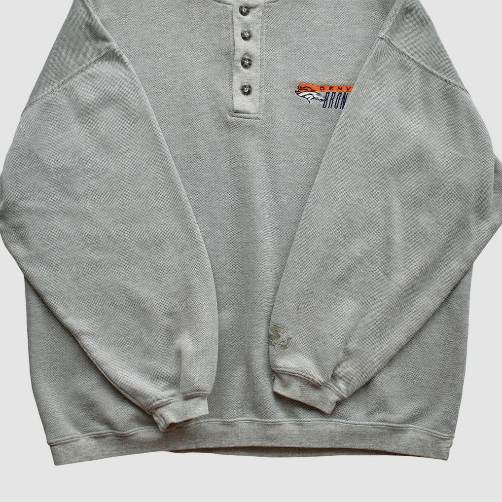 Denver Broncos Starter 90s Pullover Sweatshirt - Heather Gray Vintage - Fanatics