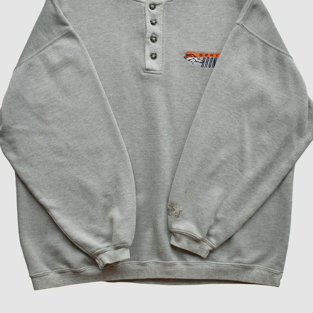 Denver Broncos Starter 90s Pullover Sweatshirt - Heather Gray Vintage - Fanatics