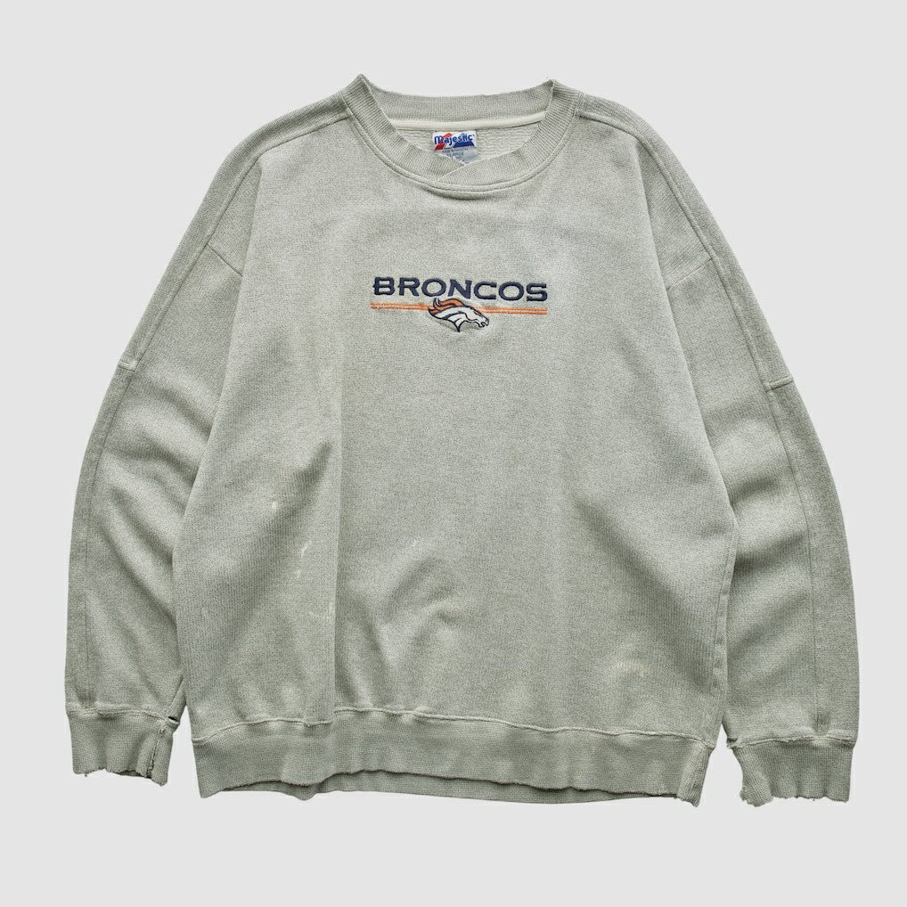 Denver Broncos Majestic 2000s Pullover Sweatshirt - Heather Gray Vintage - Fanatics