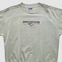 Denver Broncos Majestic 2000s Pullover Sweatshirt - Heather Gray Vintage - Fanatics
