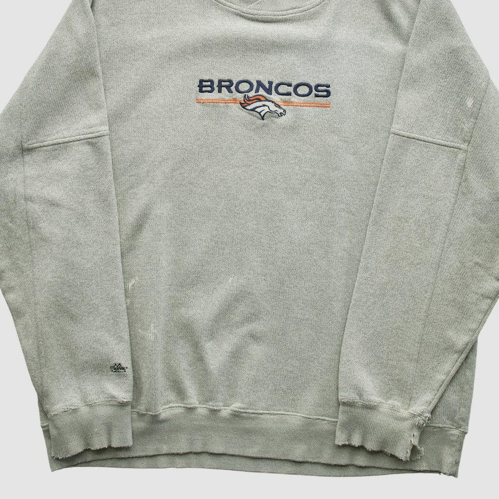Denver Broncos Majestic 2000s Pullover Sweatshirt - Heather Gray Vintage - Fanatics