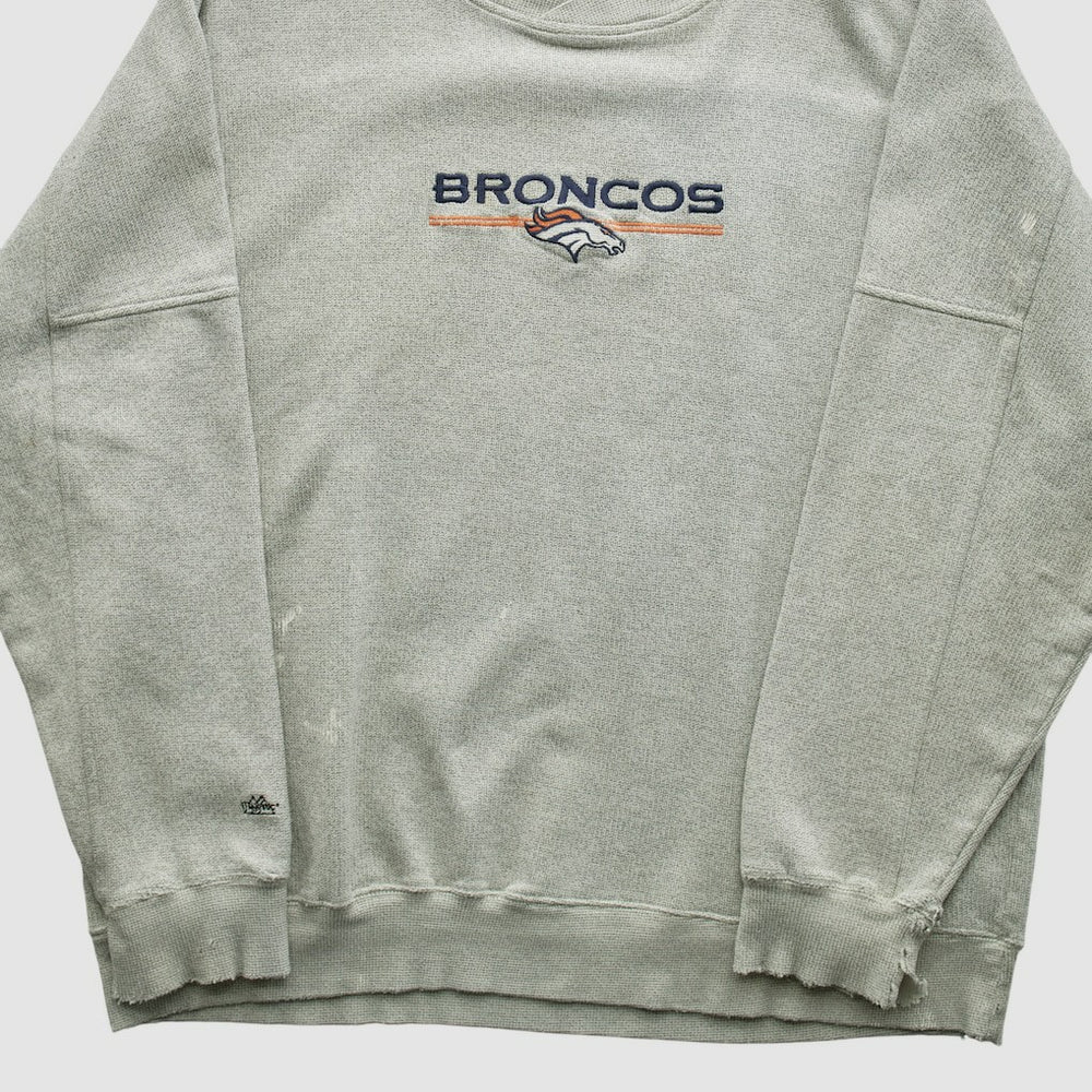 Denver Broncos Majestic 2000s Pullover Sweatshirt - Heather Gray Vintage - Fanatics