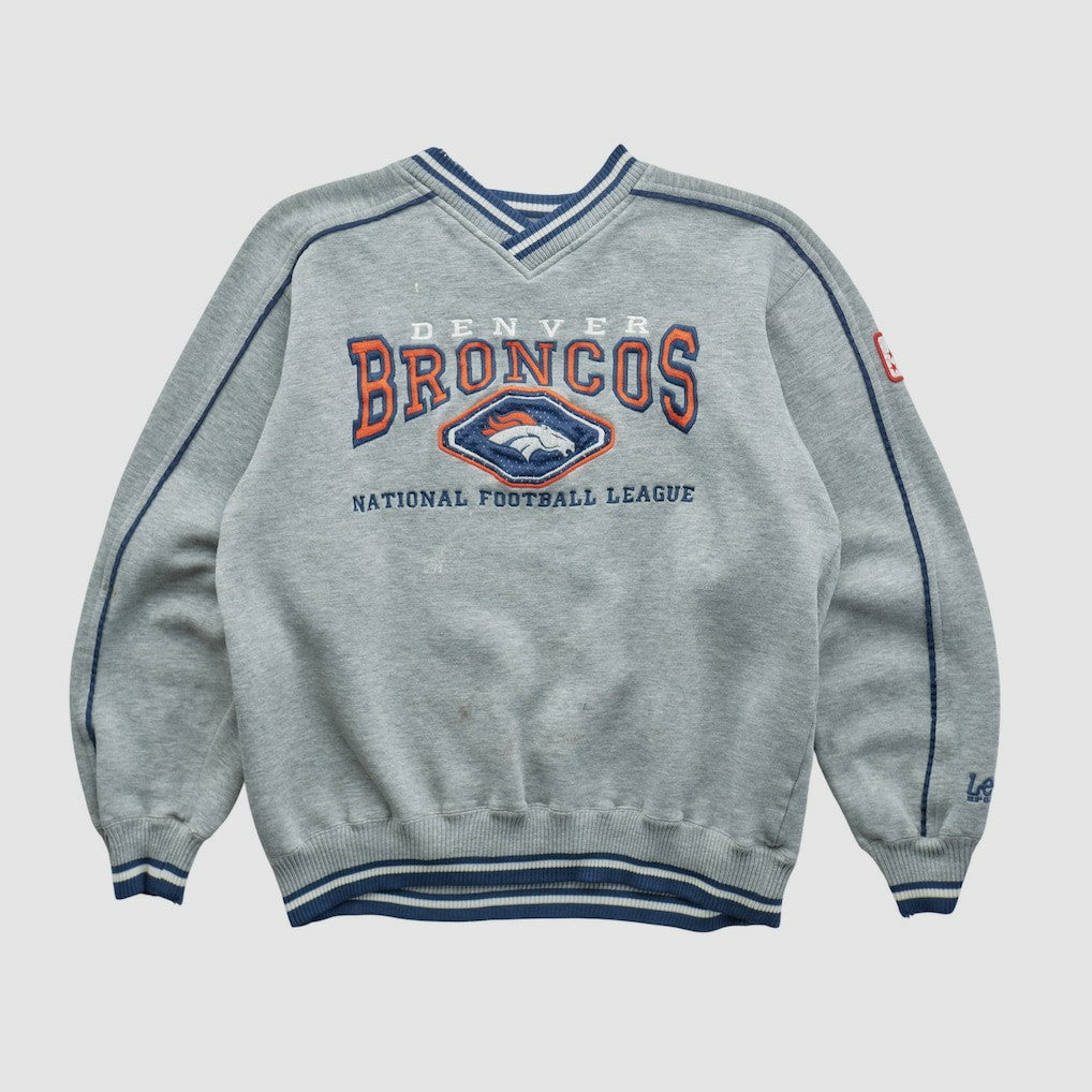 Denver Broncos Lee Apparel 90s Pullover Sweatshirt - Heather Gray Vintage - Fanatics