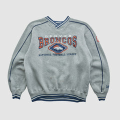 Denver Broncos Lee Apparel 90s Pullover Sweatshirt - Heather Gray Vintage - Fanatics