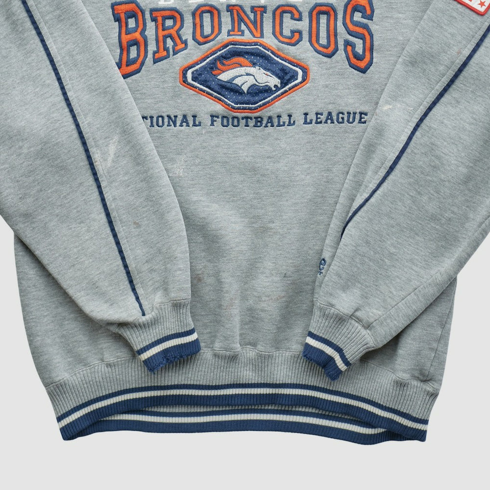 Denver Broncos Lee Apparel 90s Pullover Sweatshirt - Heather Gray Vintage - Fanatics