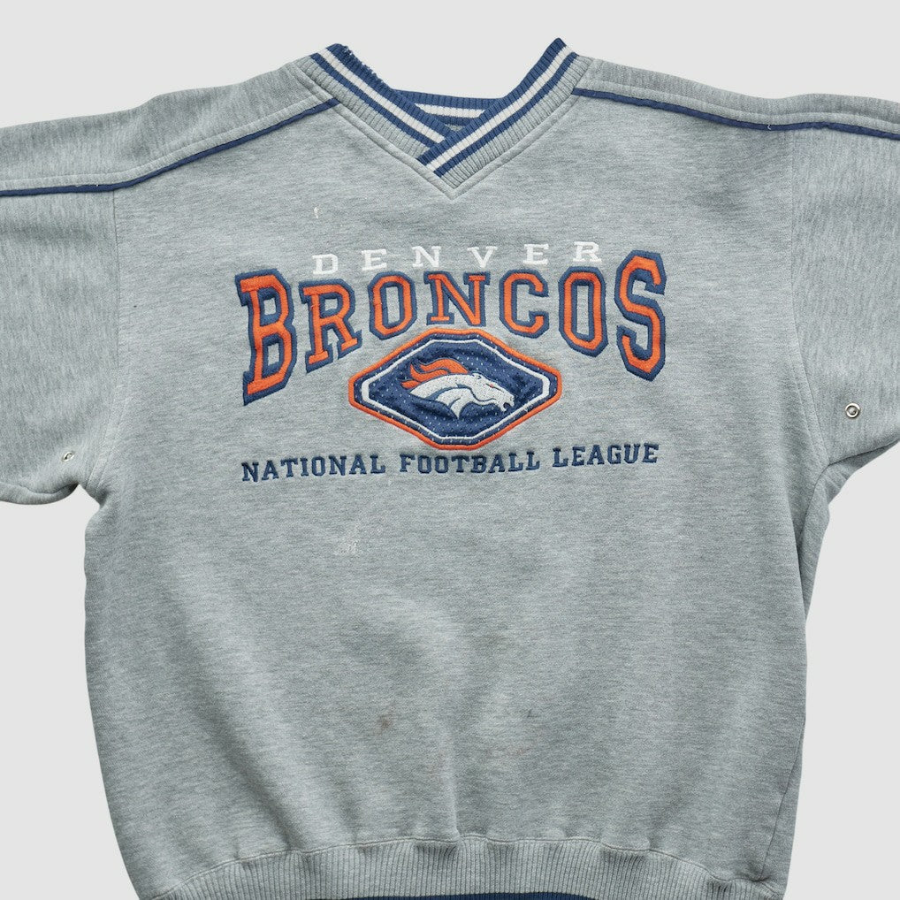 Denver Broncos Lee Apparel 90s Pullover Sweatshirt - Heather Gray Vintage - Fanatics