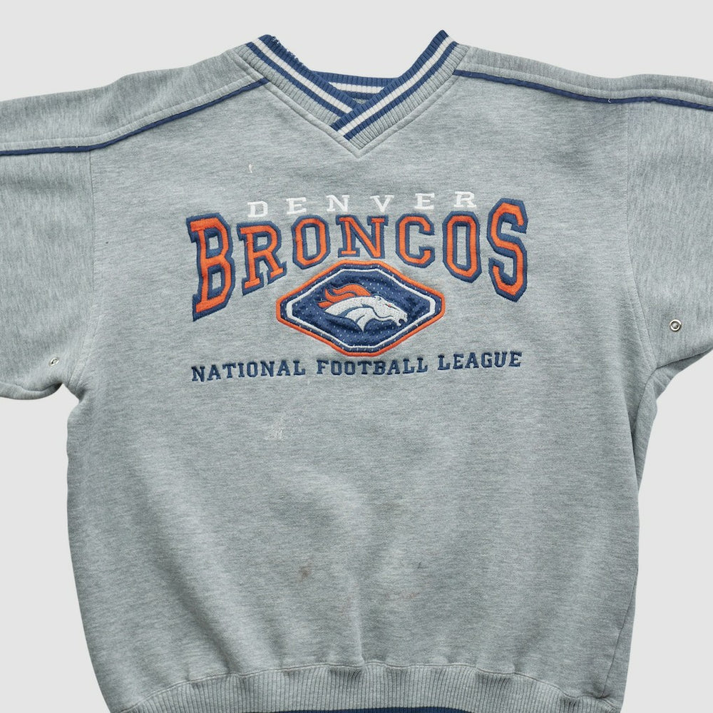 Denver Broncos Lee Apparel 90s Pullover Sweatshirt - Heather Gray Vintage - Fanatics
