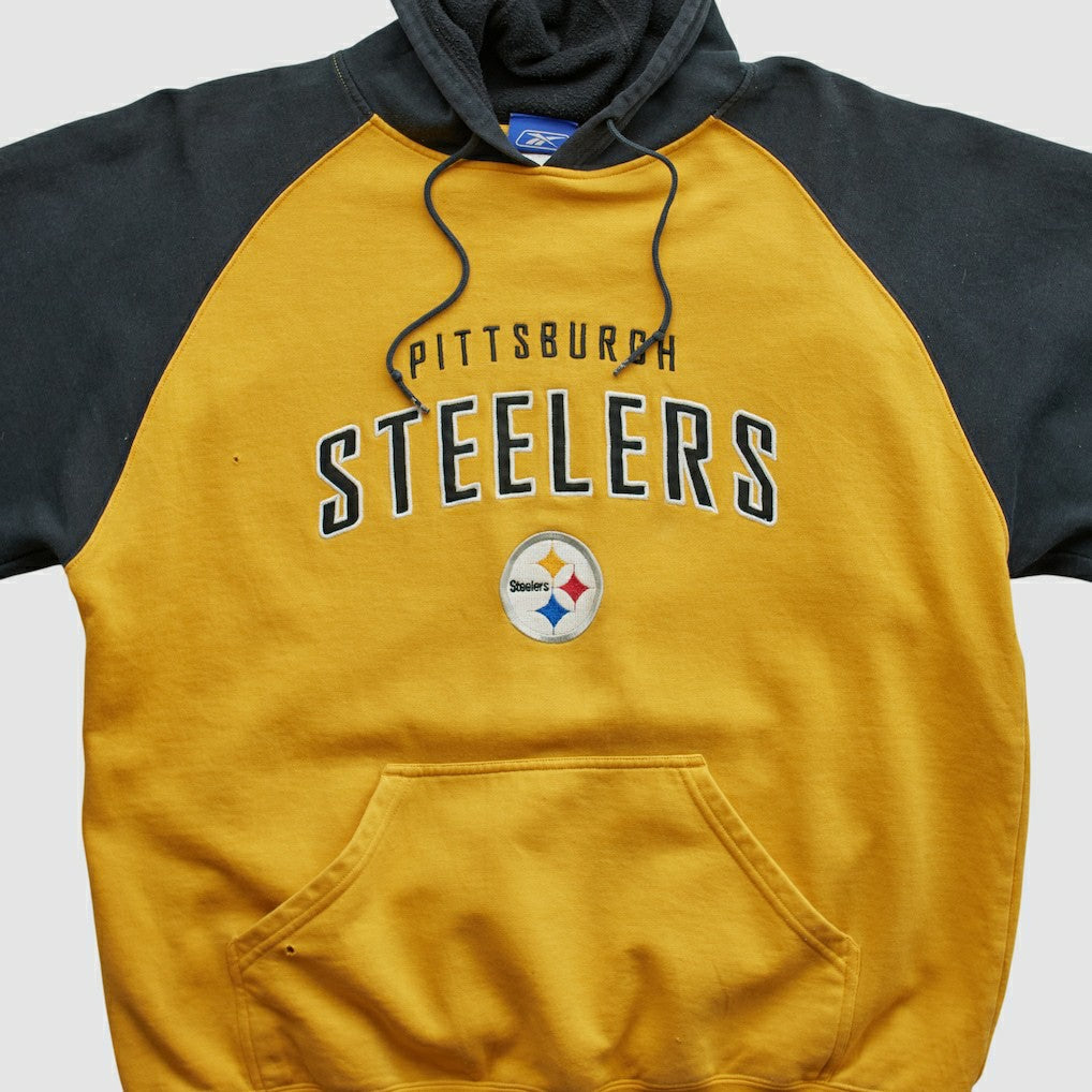 Pittsburgh Steelers Reebok 2000s Hooded Pullover Sweatshirt - Yellow Vintage - Fanatics