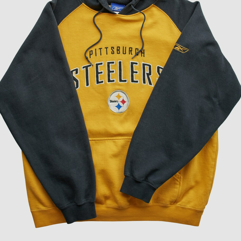 Pittsburgh Steelers Reebok 2000s Hooded Pullover Sweatshirt - Yellow Vintage - Fanatics