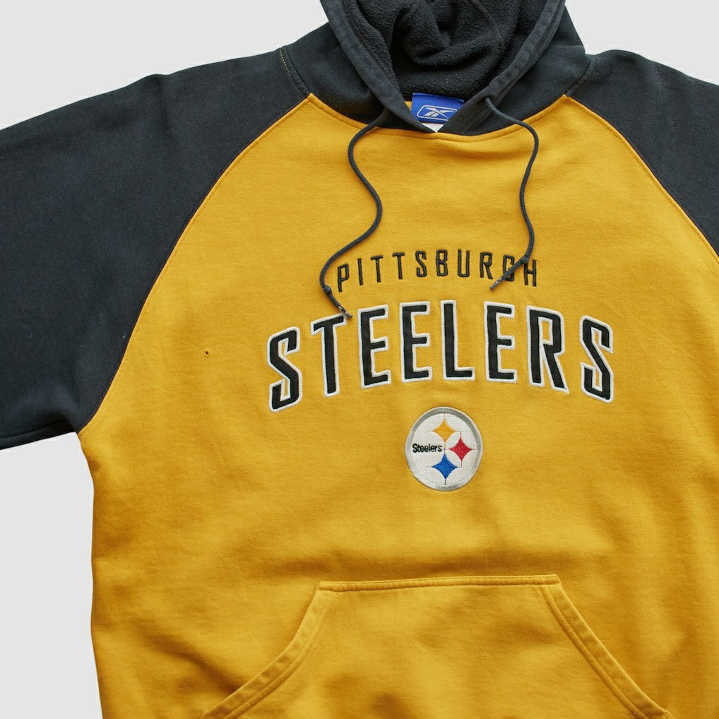 Pittsburgh Steelers Reebok 2000s Hooded Pullover Sweatshirt - Yellow Vintage - Fanatics