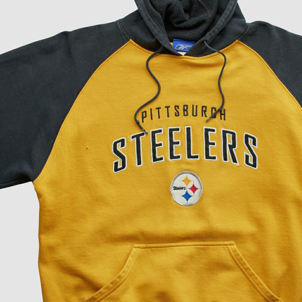 Pittsburgh Steelers Reebok 2000s Hooded Pullover Sweatshirt - Yellow Vintage - Fanatics